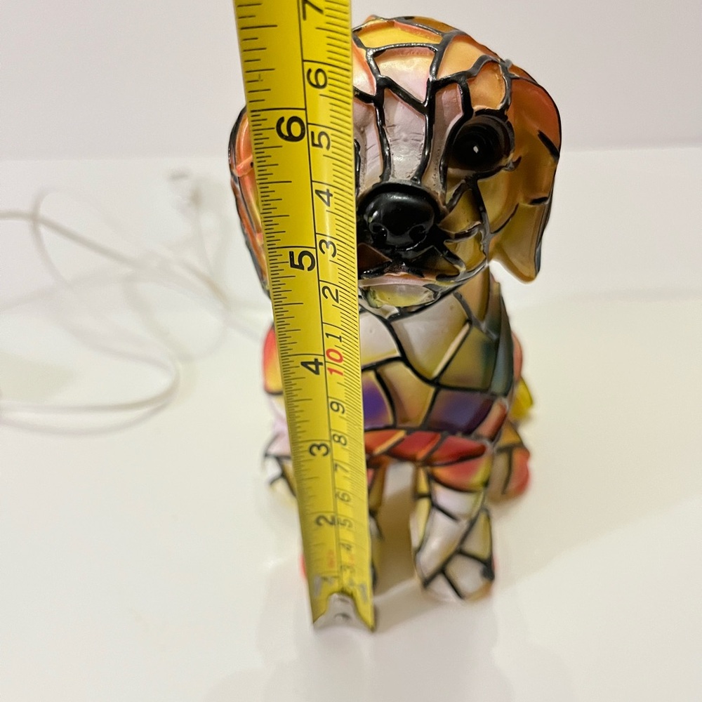 Stained Glass look Dog Art night light tabletop decor with stained resin design. - Picture 7 of 9